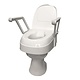 Height-adjustable toilet seat with folding armrests