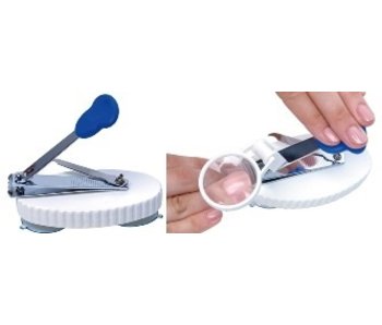 Nagelknipper op zuignappen met vergrootglas