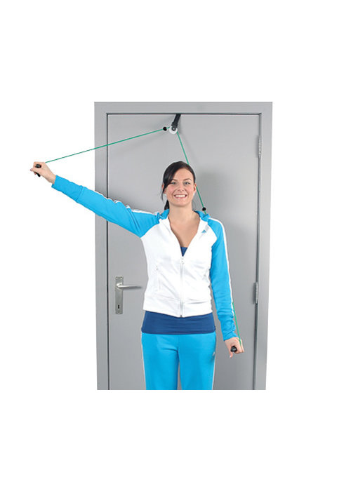 Two handles and pulley for shoulder exercises