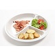 Plate with three compartments in melamine