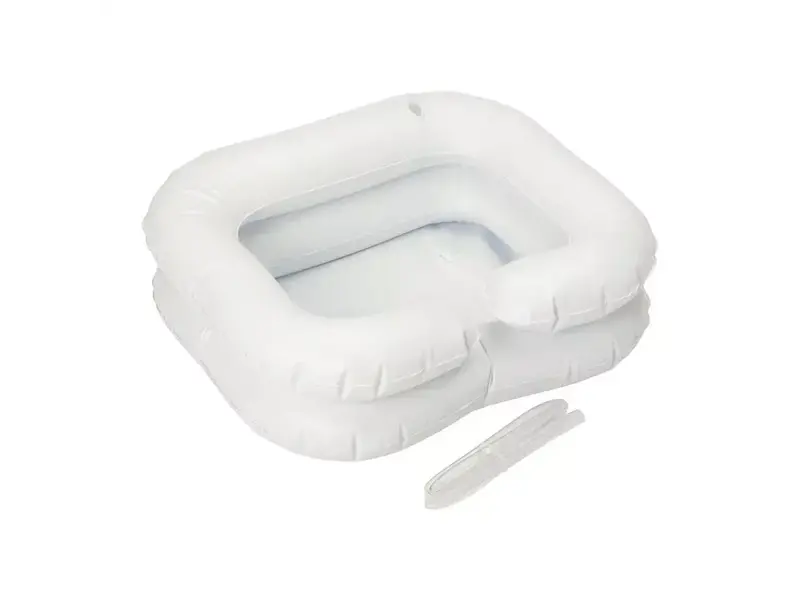 Inflatable hair wash basin for bed