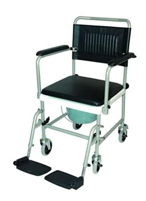 Wheelchair toilet on wheels with footrests Drive