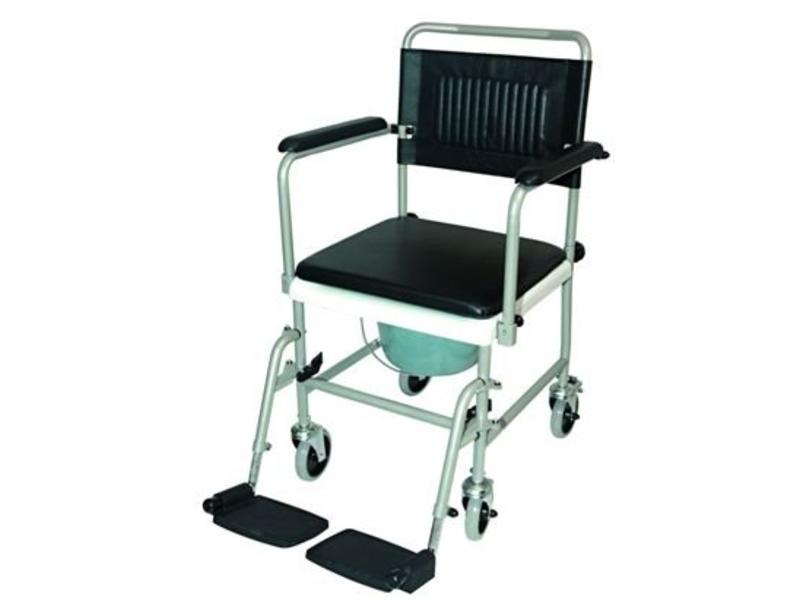 Wheelchair toilet on wheels with footrests Drive