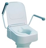 Toilet seat with folding armrests, adjustable height