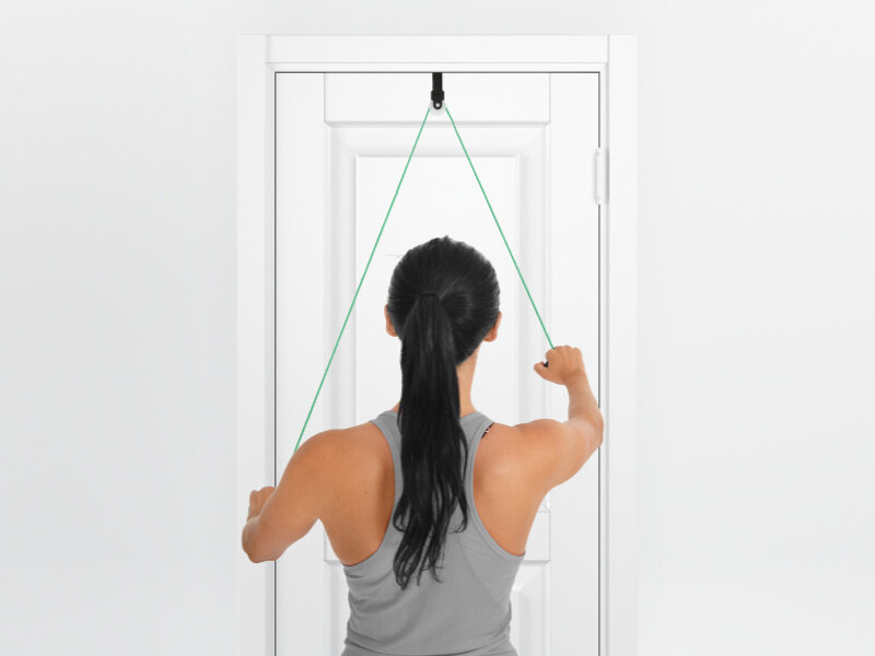 Two handles and pulley for shoulder exercises