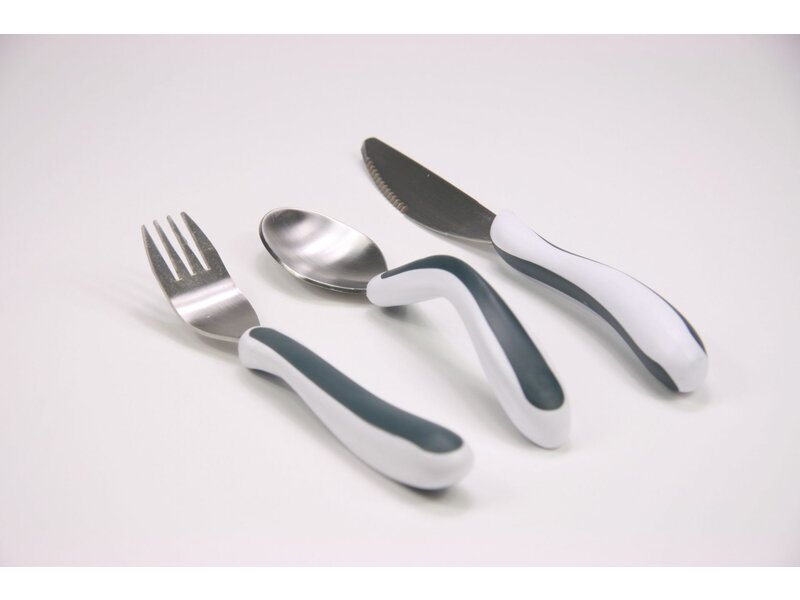 EA-fitted cutlery Kura Care set of 3 adults version dark gray / white