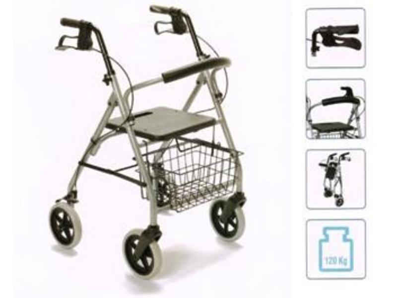 Gigo in aluminum walker with four wheels, foldable