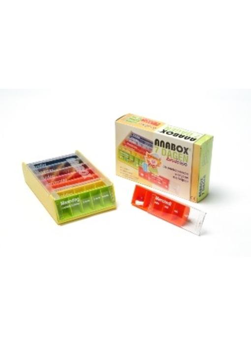 Kinder Pillbox Anabox für 1 Woche, 5 Fächer pro Tag