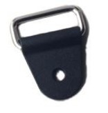 Plastic buckle with metal ring.