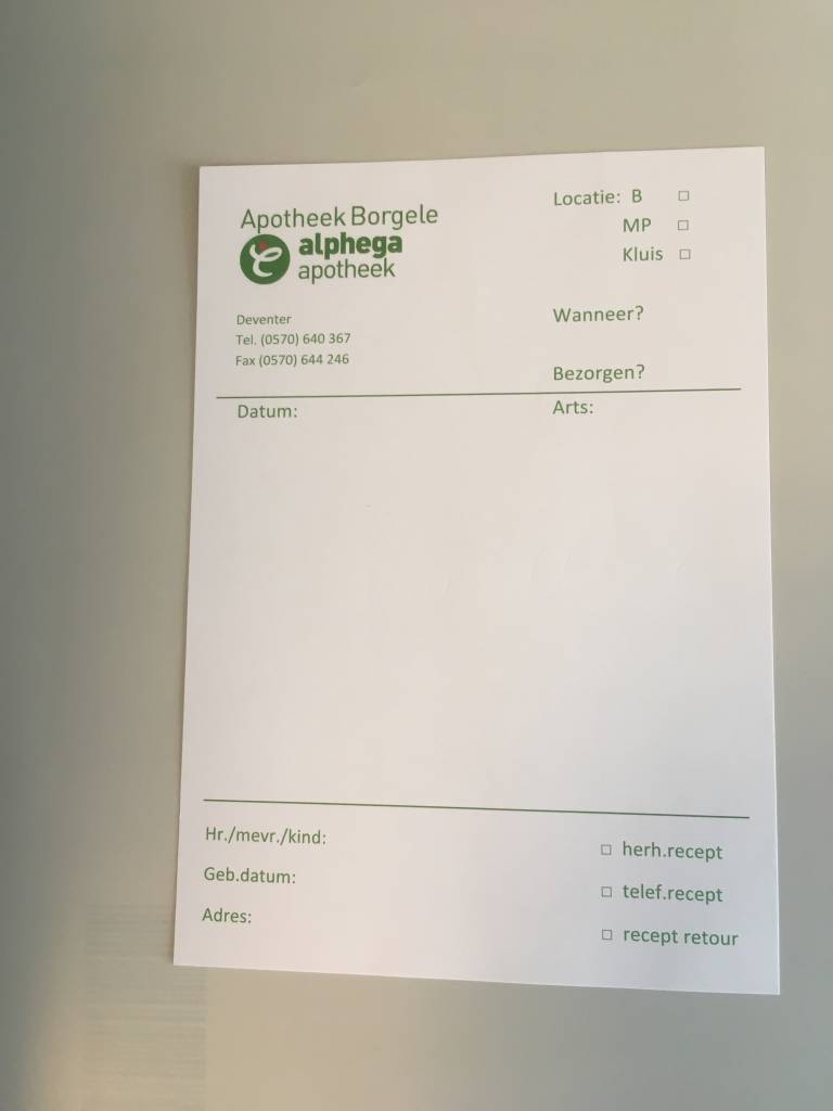Receptpapier A6 eigen naamlogo, foto 2 van 2