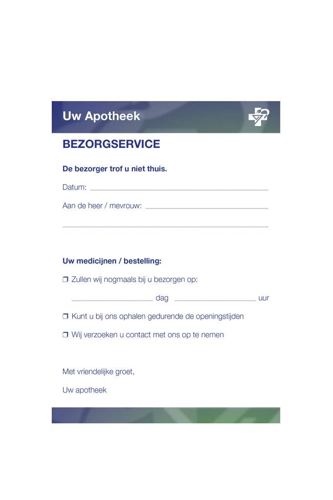 Bezorgservice losse kaarten met universeel Europees logo