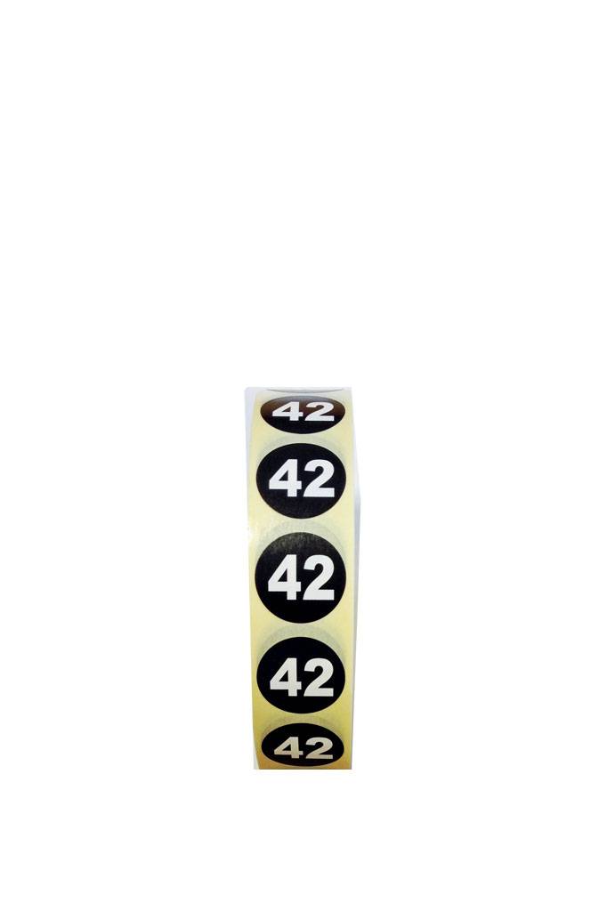 Plaketiket maat 42 v.a. €3,40 p.1.000