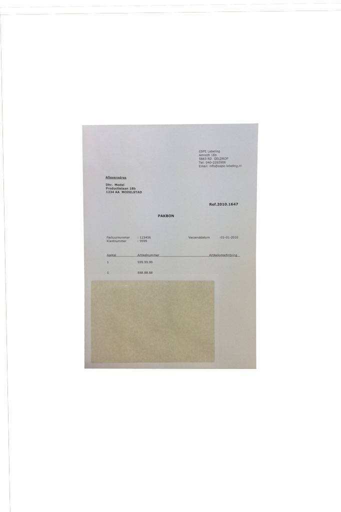 webshop verzendformulier met etiket