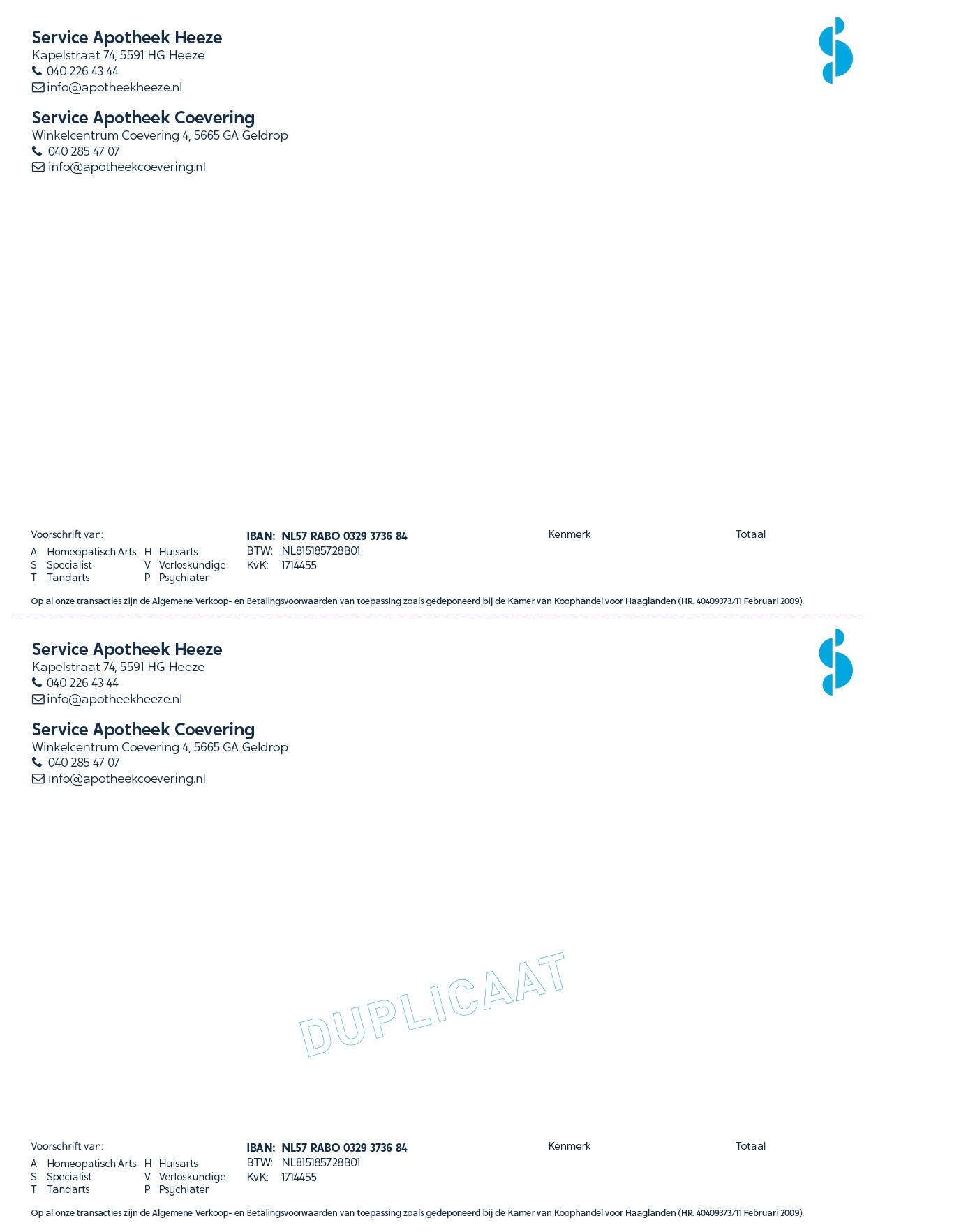 Kwitantie papier eigen naamlogo