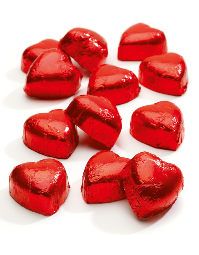 Coeurs en chocolat en feuille rouge 2,4kg