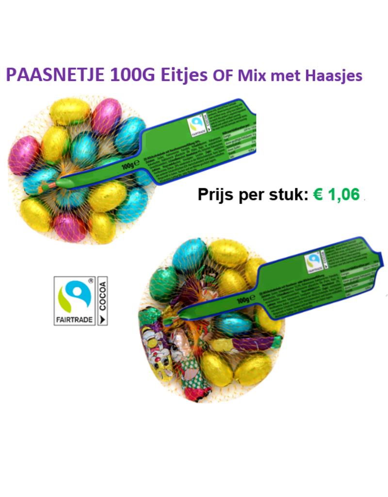 Zakje paaseitjes 100g netje