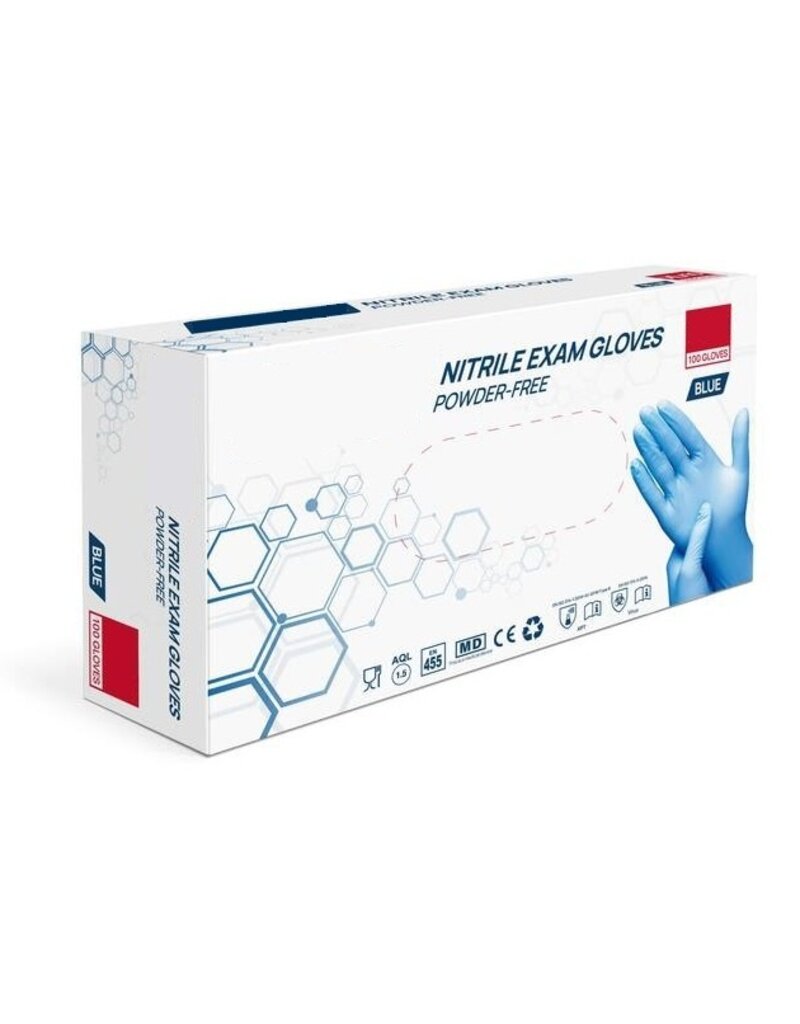 Nitril Handschoen Blauw L 100st.