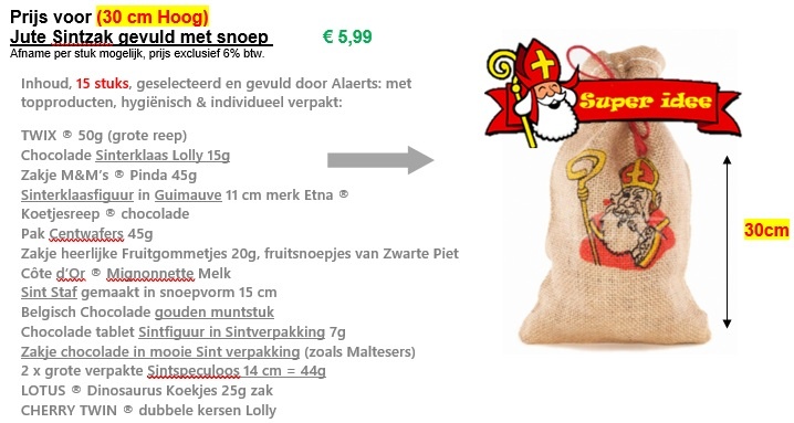 jute zak sinterklaas gevuld met snoep