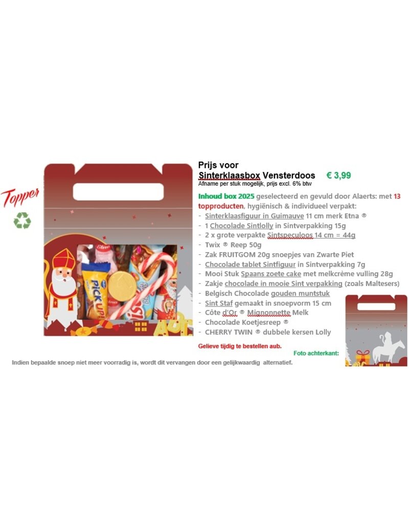 Sinterklaas Snoepdoos - Venster box