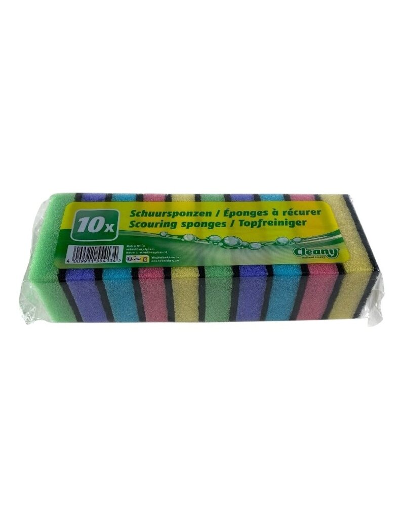 Schuursponsjes 10 stuks (gekleurd)