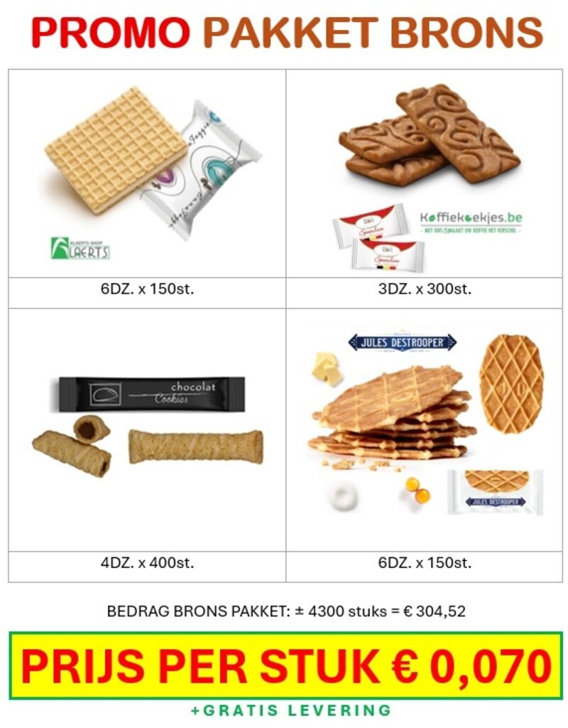 Promo Pack Brons ± 4300 koffiekoekjes - MEGA DEAL
