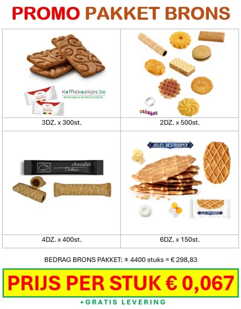 Promo Pack Brons ± 4400 koffiekoekjes - MEGA DEAL