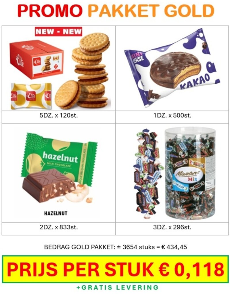 Promo Pack Gold ± 3654 koffiekoekjes - MEGA DEAL