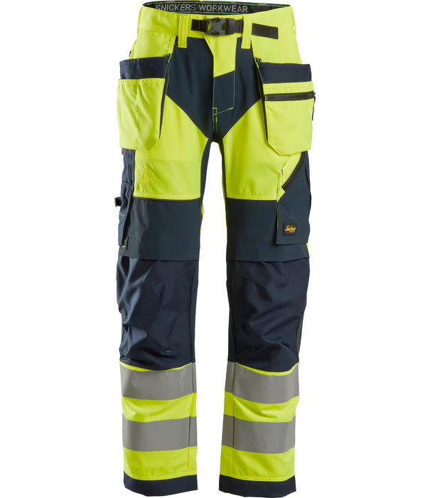 Snickers Workwear FlexiWork High-Vis Werkbroek+ met holsterzakken Klasse 2