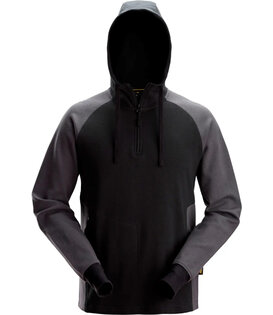 2842 Tweekleurige Hoodie met Halve Rits