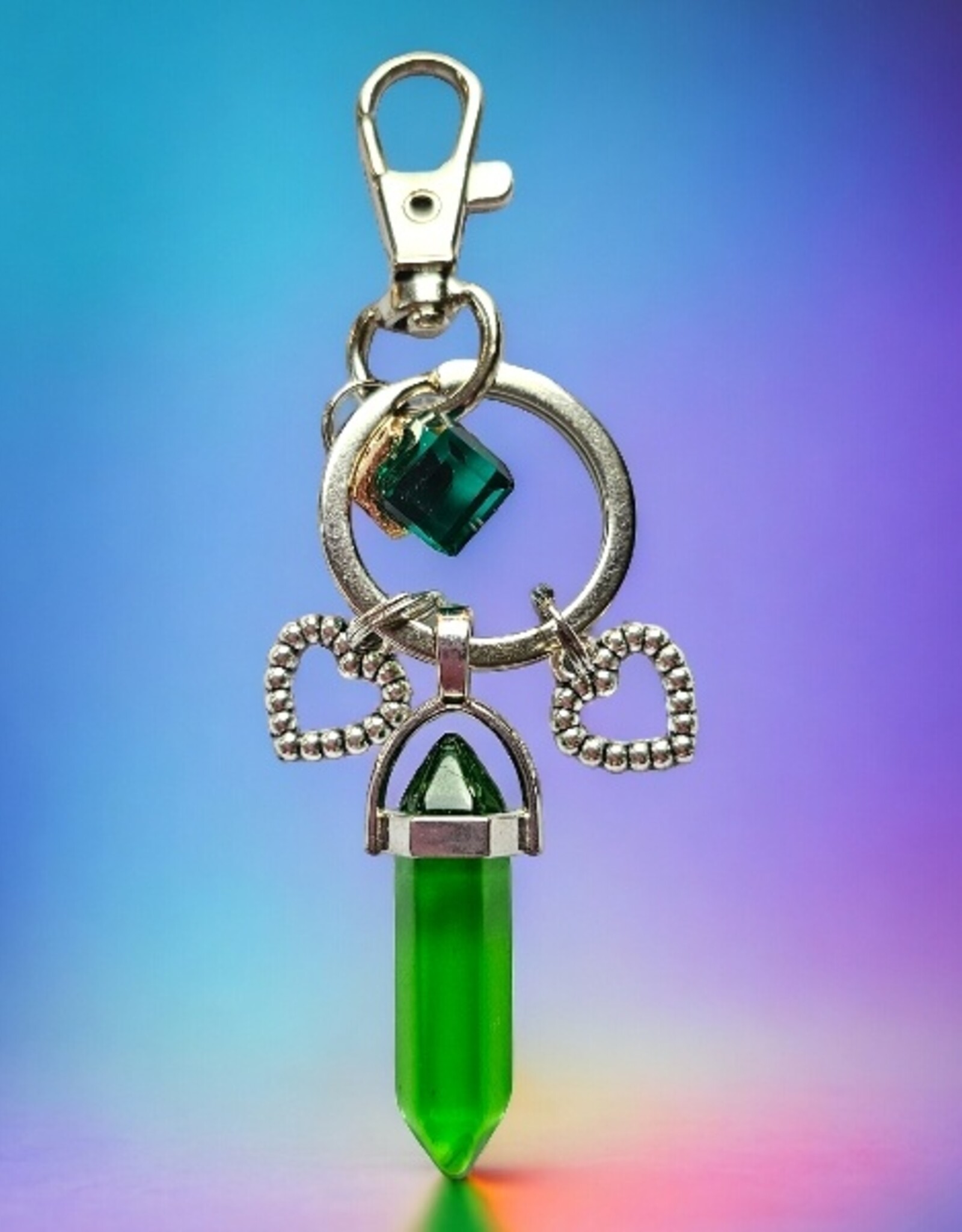 Schlüsselanhänger mit farbigem  Kristall  inkl. Gravur