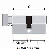 S2skg**F 4 gelijk sluitende cilinders 60 mm 30-30 3 met knop 1 gewone cilinder