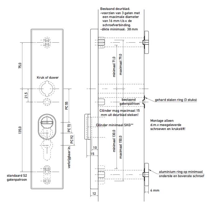 safe & secure skg*** Anti kerntrek Renovatie buitenschild verstebare schroefgaten