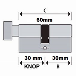 S2skg**F 4 gelijk sluitende knopcilinders 60 mm 30-30  6 keersleutels