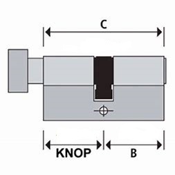 S2skg**S Knopcilinder  95 mm knop35-60 3 genummerde sleutels