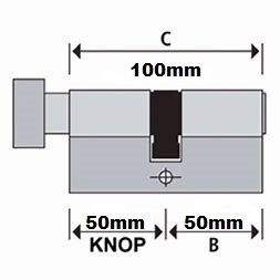 S2skg**S Cilinder 100 mm knop50-50 3 genummerde sleutels