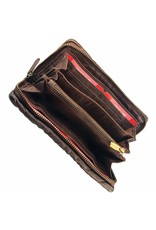 Geflochten Damen Geldbörse mit Rundum-Reißverschluss Braun