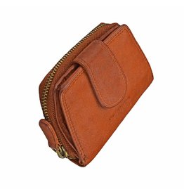 Kleine Damen Geldbörse Washed Leather Cognac