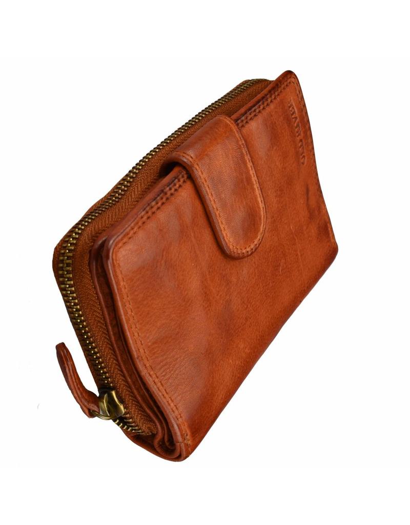 Aziatisch Boren Plotselinge afdaling Stoere Grote Leren Dames Rits Portemonnee Cognac - Barneys Leather