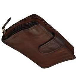 Grosse Damen Geldbörse Washed Leather Braun