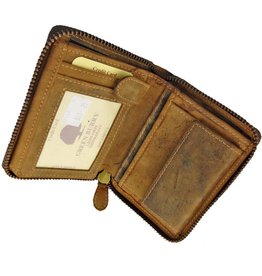 Greenburry Luxus Leder Damen Herren Portemonnaie Umlaufender Reißverschluss Zip Around Wallet