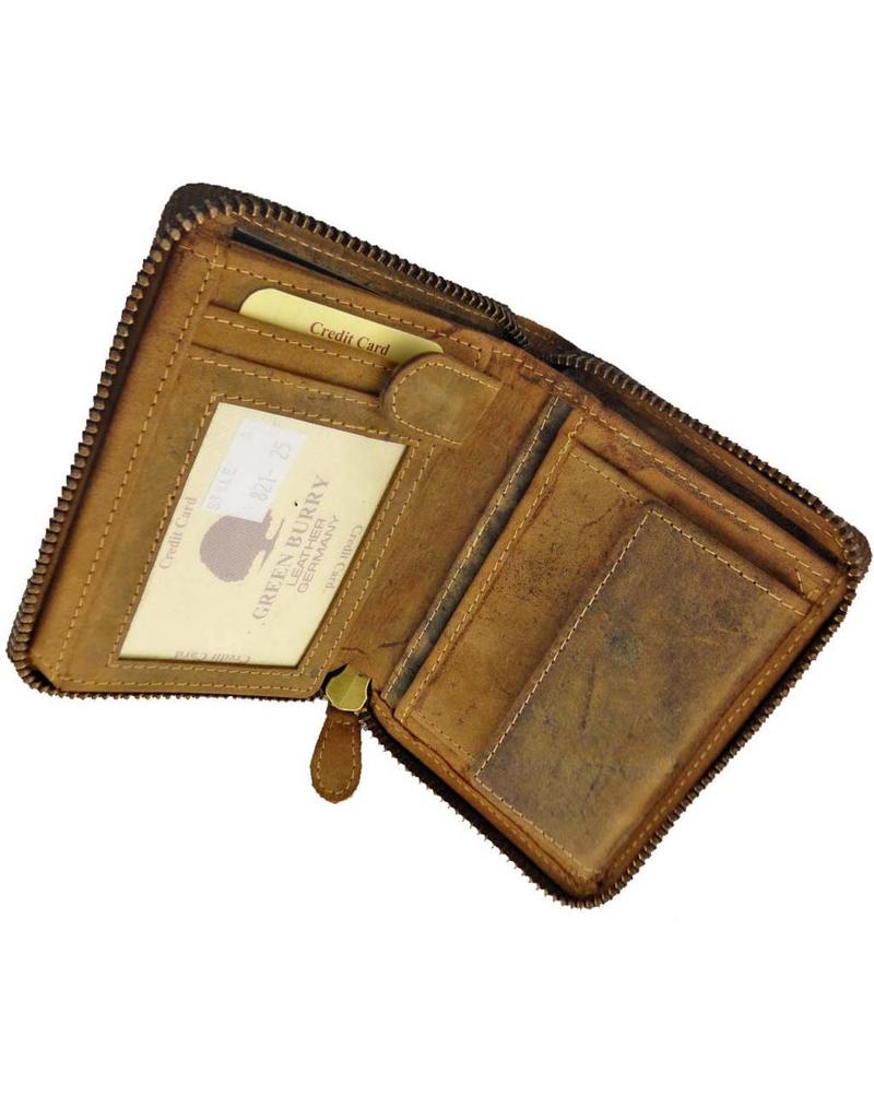 Greenburry Luxe Leren Dames- & Herenportemonnee – Zip Around – RFID Beschermd – Personaliseerbaar