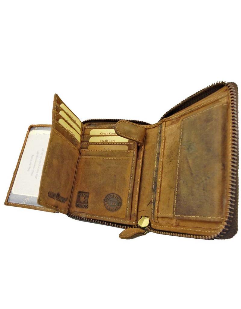 Greenburry Lederportemonnee Damen & Herren – Zip Around – RFID-geschützt – Personalisierbar