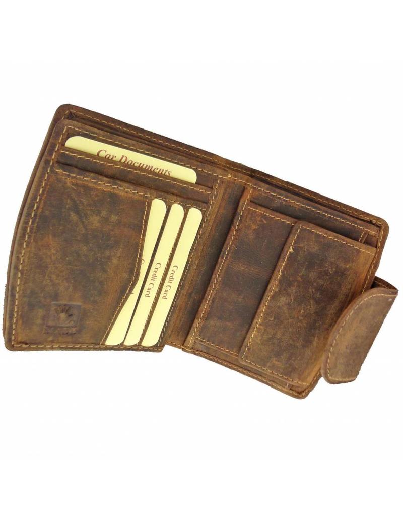 Greenburry Compact Leren Portemonnee Afsluitbaar – RFID Beschermd – Personaliseerbaar