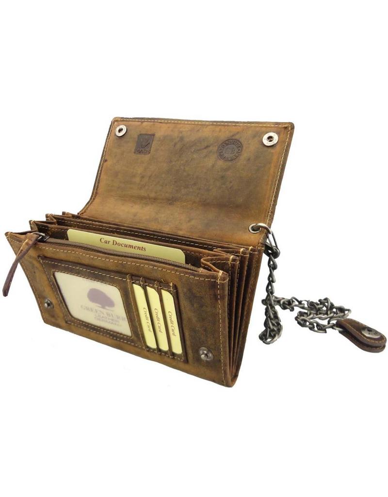 Greenburry Leren Biker Wallet met Ketting – RFID Bescherming – Personaliseerbaar