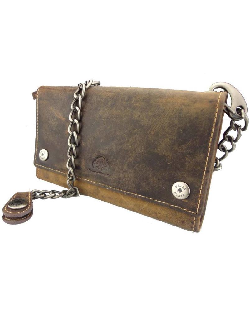 Greenburry Leder Biker Wallet mit Kette – RFID Schutz – Personalisiert