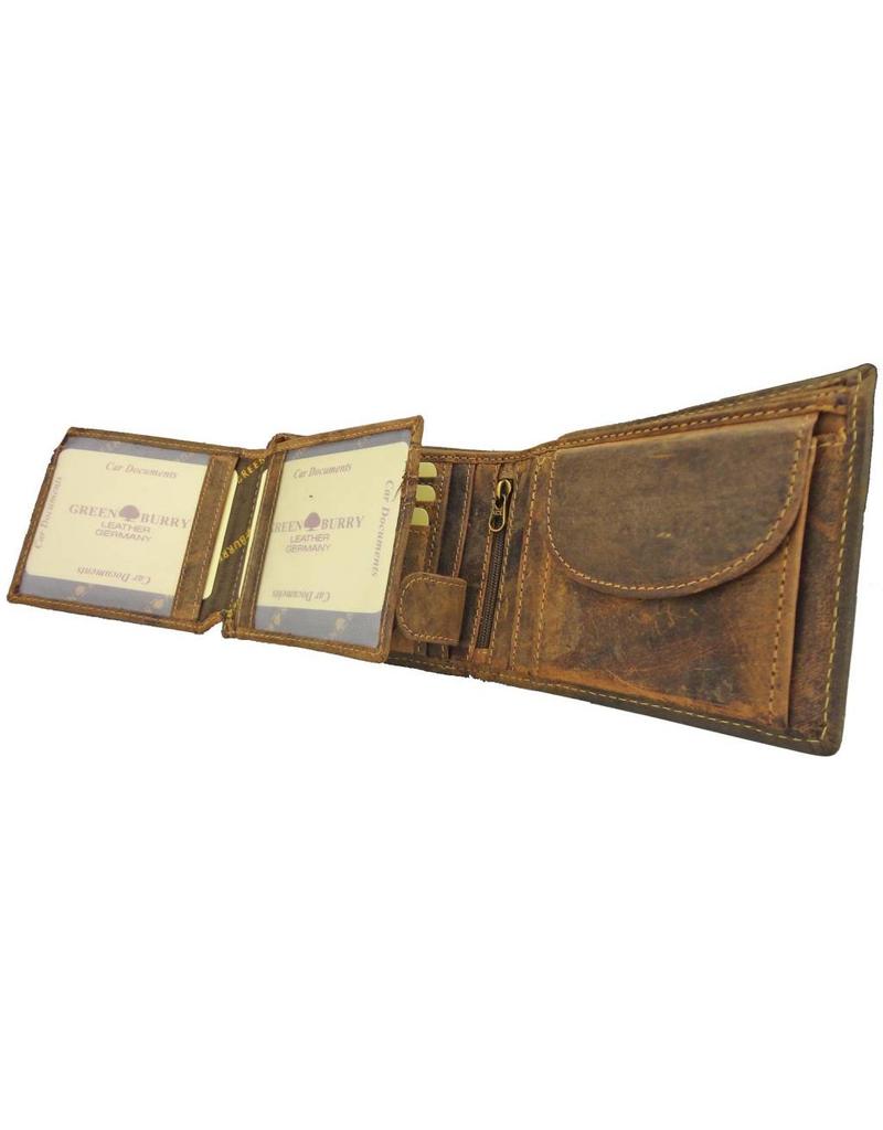 Greenburry Luxe Leren Heren Portemonnee Laag Model – RFID Bescherming & Personaliseerbaar