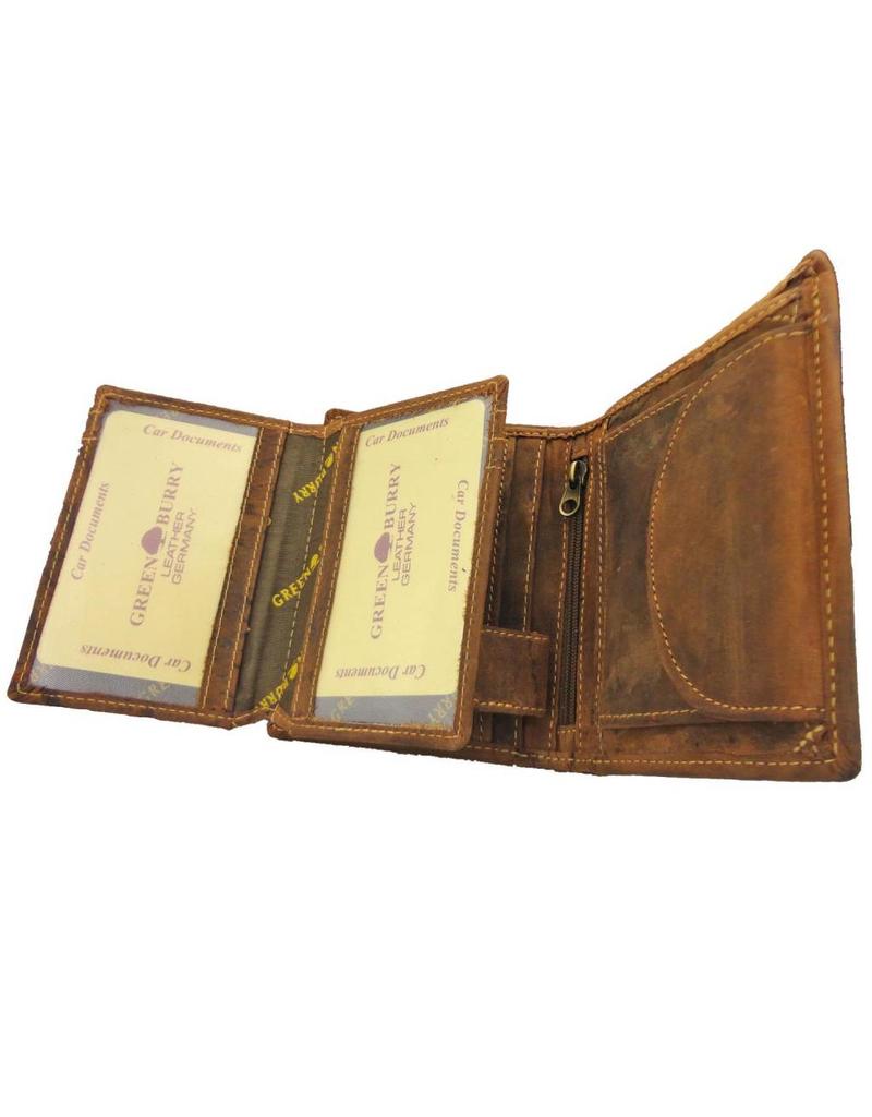 Greenburry Luxe Leren Heren Portemonnee Hoog Model – RFID Beschermd & Personaliseerbaar