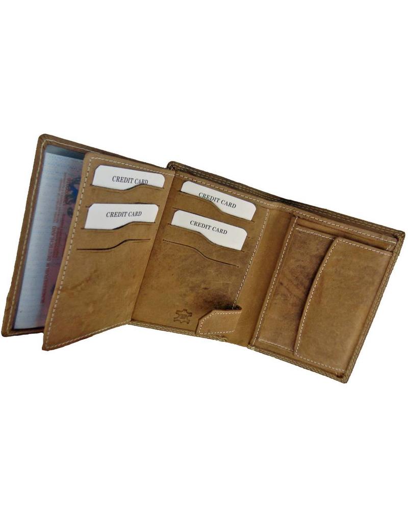 Barneys Leren Heren Portemonnee Hoog Model – RFID Bescherming, Personaliseerbaar & Optionele Veiligheidsketting – Buffelleer