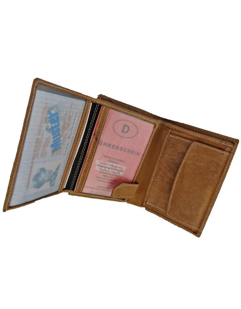 Barneys Leren Heren Portemonnee Hoog Model – RFID Bescherming, Personaliseerbaar & Optionele Veiligheidsketting – Buffelleer