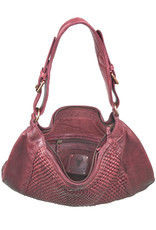 Bull & Hunt Geflochtenes Washed Leather Umhängetasche Hobo Bag Burgundy